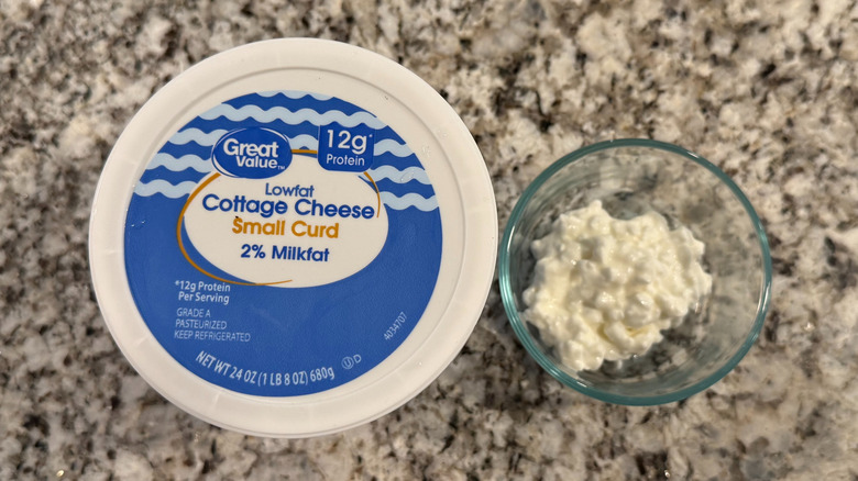 Great Value cottage cheese container and bowl