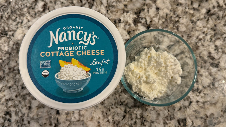 Nancy's cottage cheese container and bowl