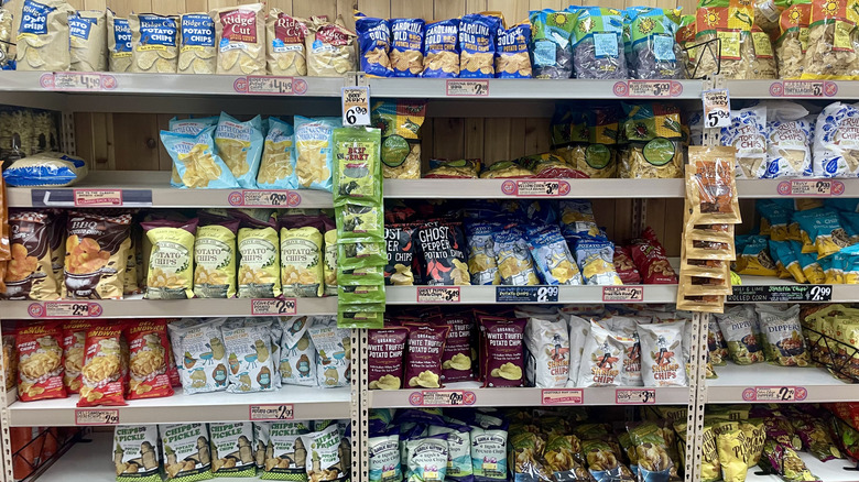 Trader Joe's chips on display in the store