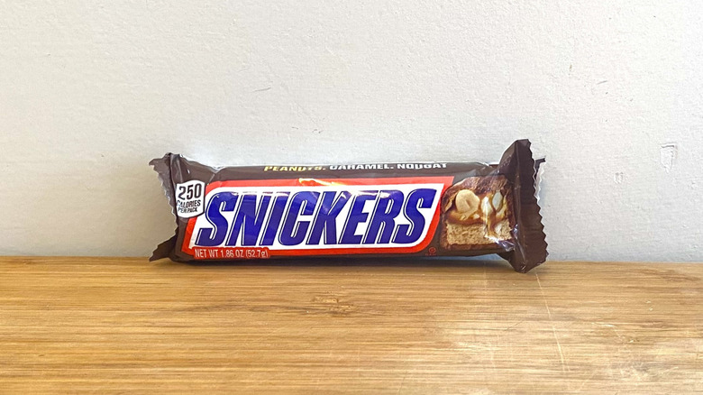 Snickers bar standing up