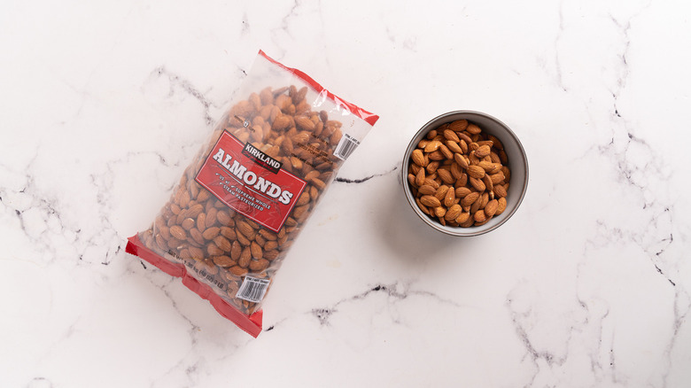 bag and a bowl of almonds
