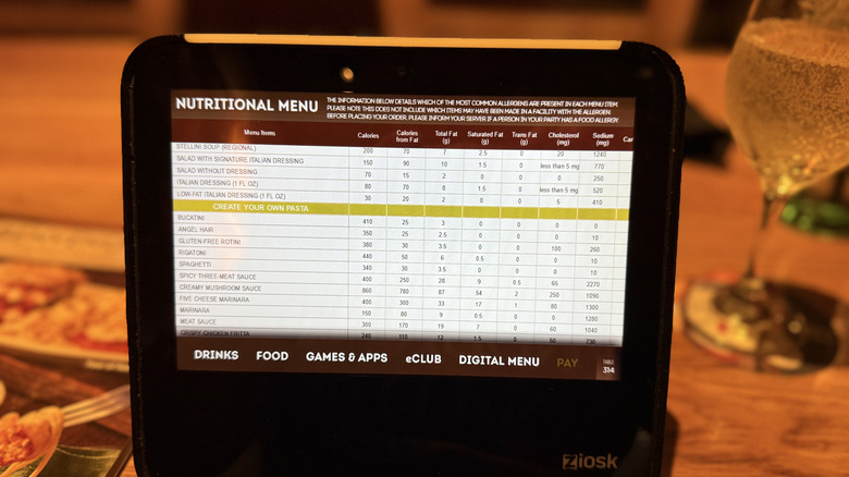 Nutrition info for pasta