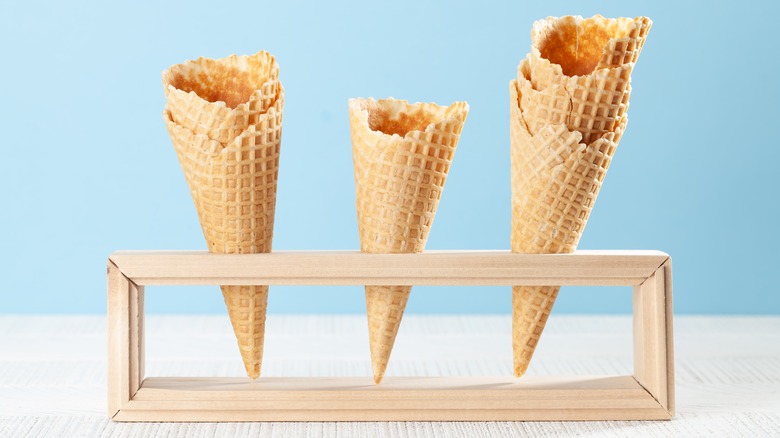 Empty waffle cones