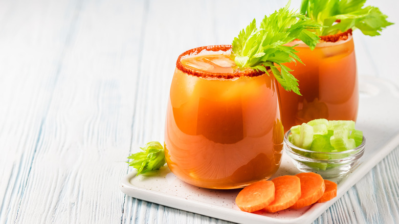 Bunny Mary cocktails featuring carrots