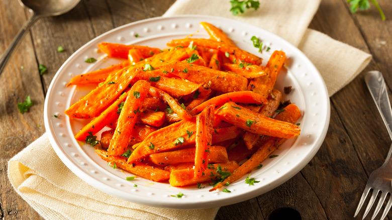 Roasted carrots on a plate