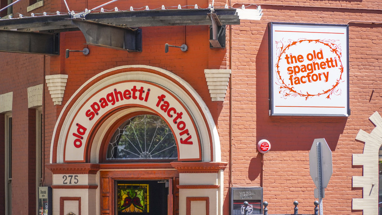 Exterior of The Old Spaghetti Factory restaurant