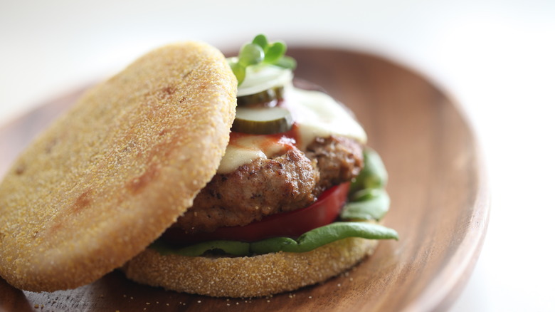 burger on an english muffin