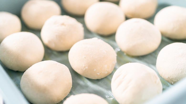 Premade dough in a freezer