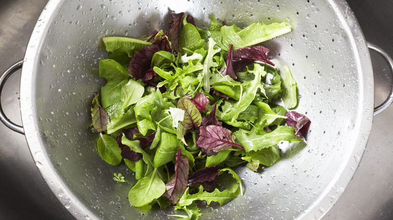 greens in a colander