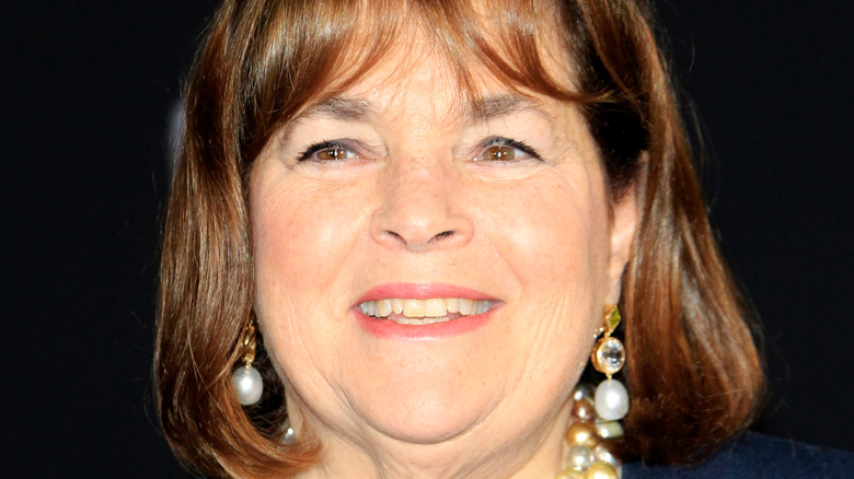 Ina Garten close up on black background