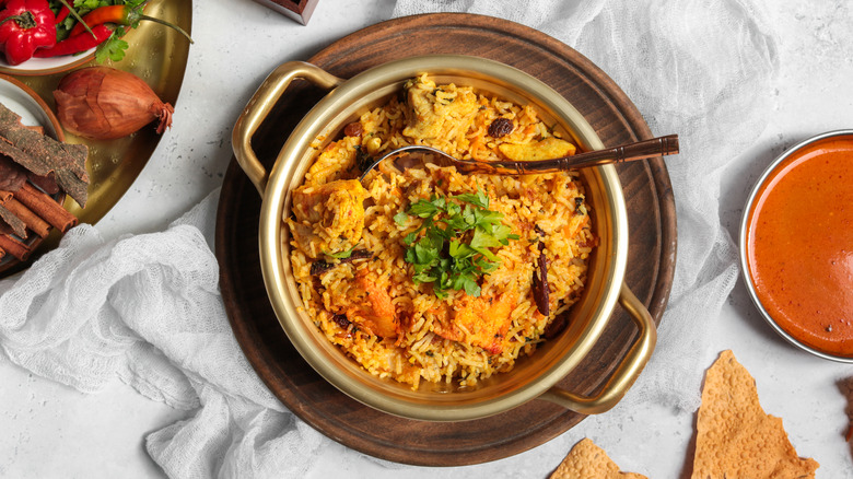 chicken biryani with saffron rice