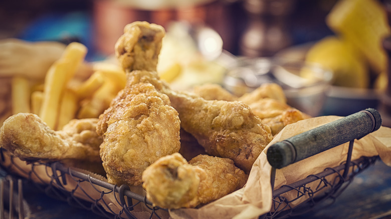 basket of fried chicken legs