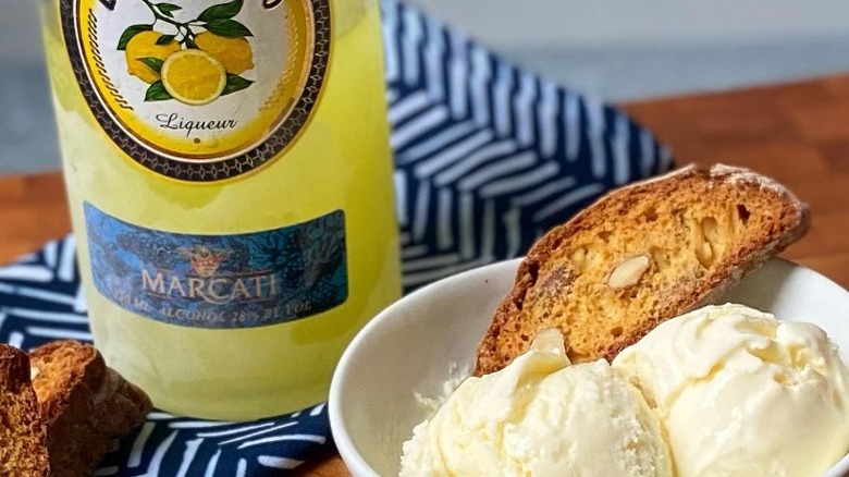 vanilla ice cream with limoncello and biscotti