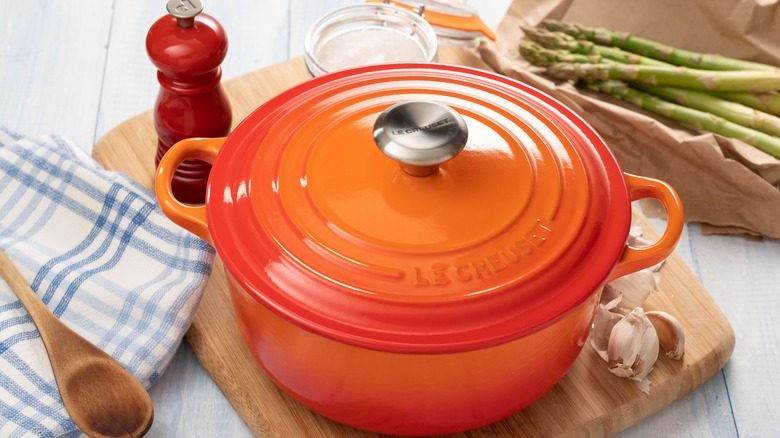 Orange Le Creuset Dutch oven