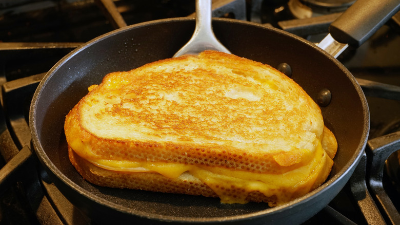 Grilled cheese in a skillet