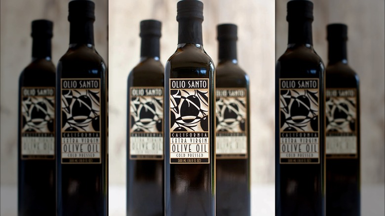 Olio Santo Extra Virgin Olive Oil bottles