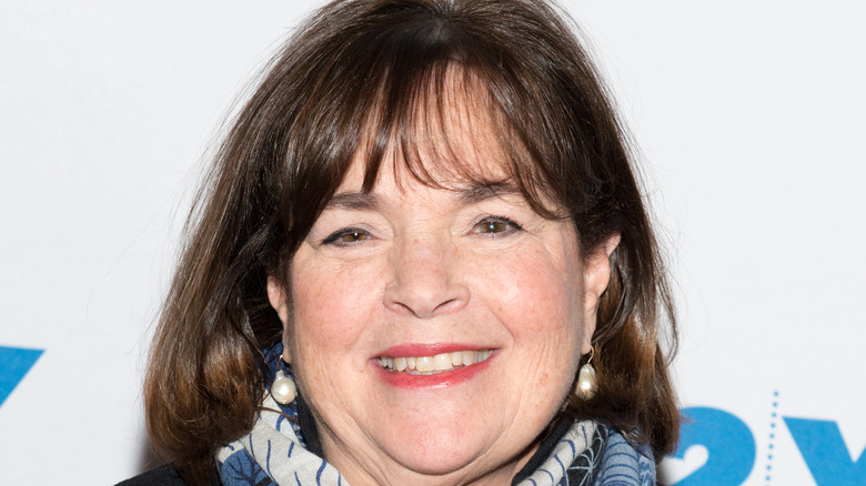 Ina Garten wearing earrings and scarf