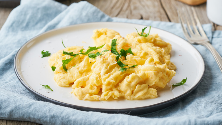 Large curd scrambled eggs