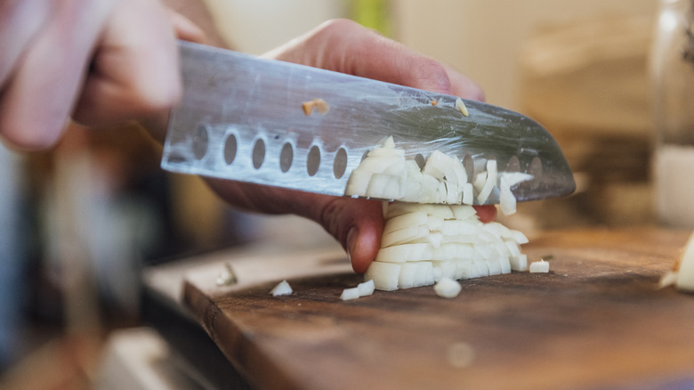 Cutting an onion