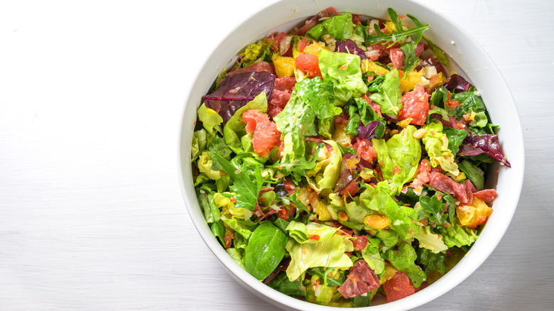 Salad in a white bowl