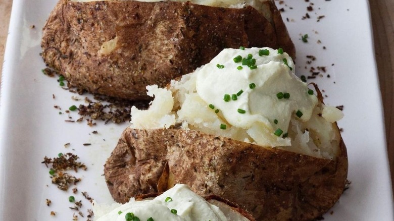 Feta filled baked potatoes