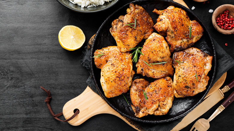 Roasted chicken on plate