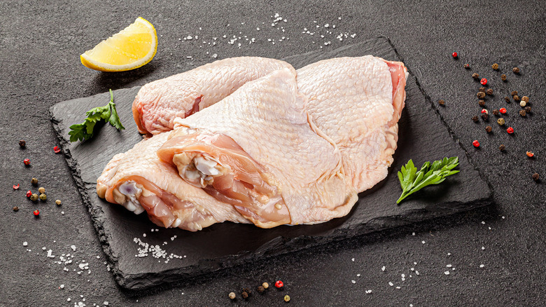 Skin-on chicken breast with herbs