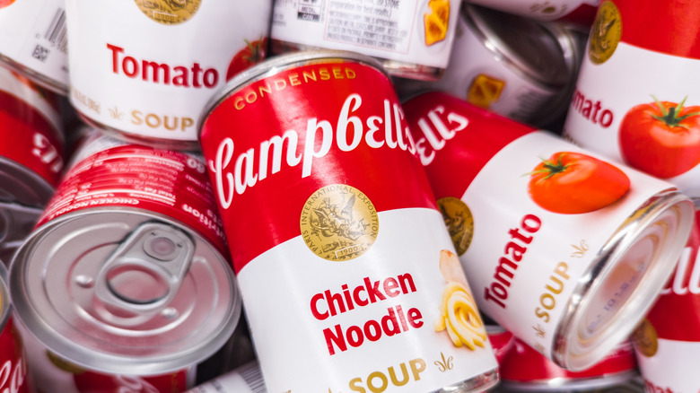 Cans of Campbell's chicken noodle soup