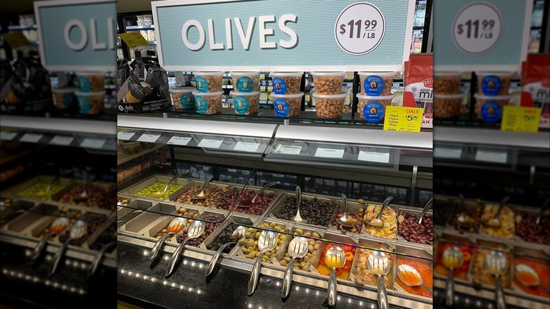 The Mediterranean or Olive bar at Whole Foods Market.