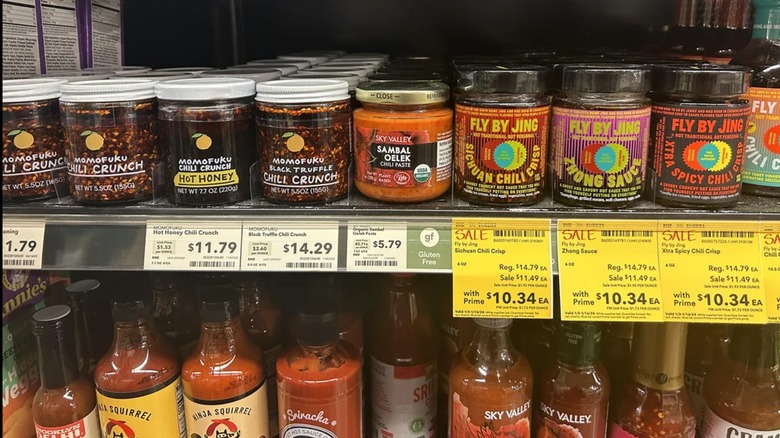 A selection of Asian-inspired sauces and condiments at Whole Foods Market.