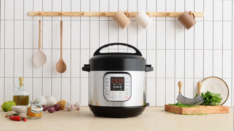 instant pot and food on counter