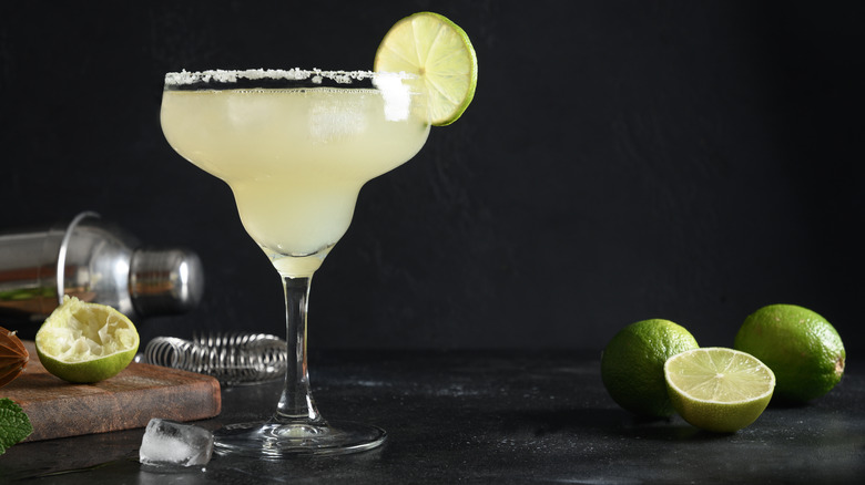 margarita cocktail with salted rim