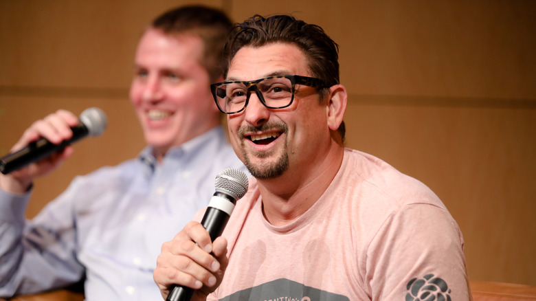 Chef Chris Cosentino speaks at a public event