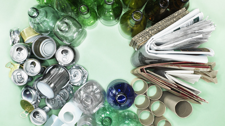 Variety of recycling items
