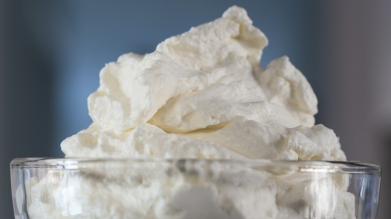 Whipped cream in a bowl 