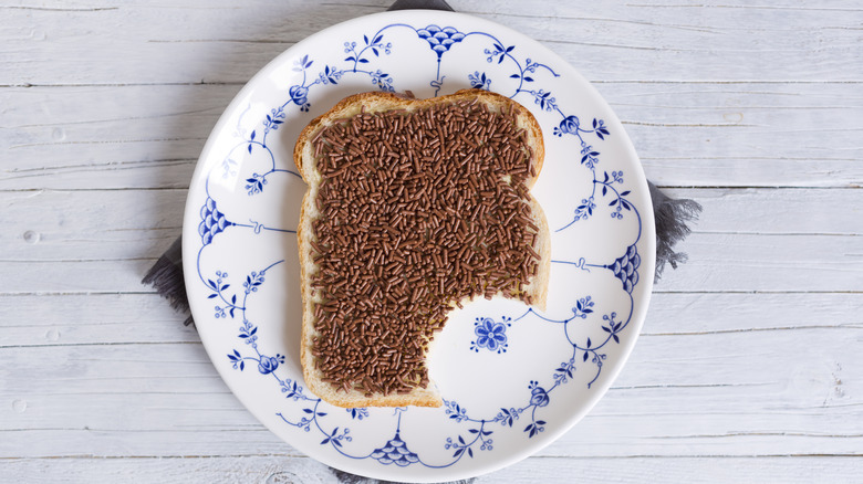 bread covered with chocolate sprinkles