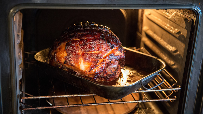 baked ham in the oven
