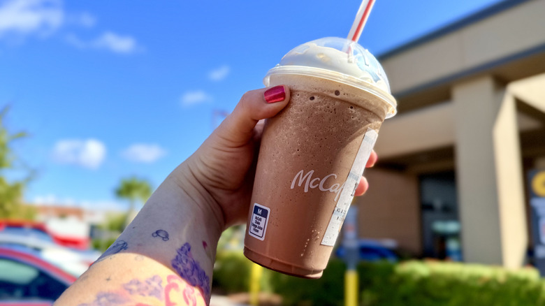 Holding a Chips Ahoy! Frappé