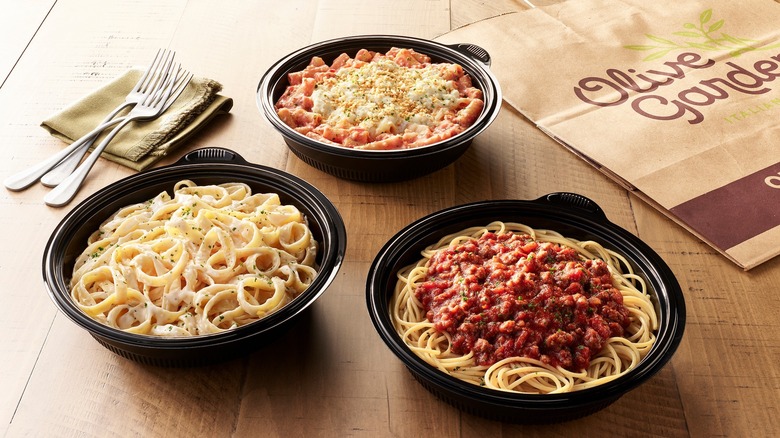 Various Olive Garden pasta dishes.