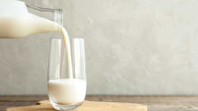 Milk poured into glass