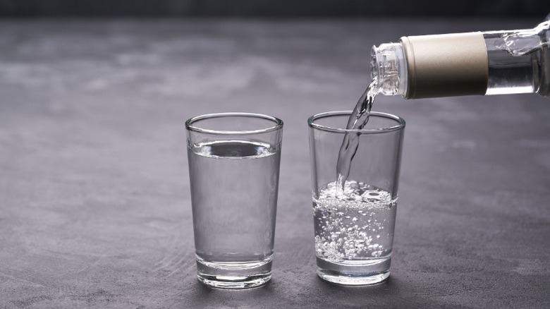 Vodka being poured into a glass