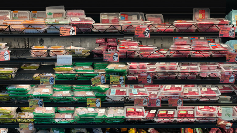 The meat refrigerator at a Trader Joe's