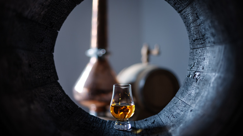 whiskey glass at distillery