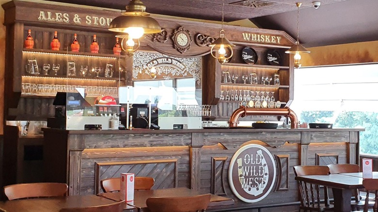 interior bar at old wild west restaurant italy