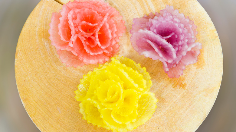 Three roses made from radishes