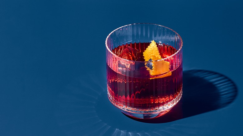 Negroni with orange peel garnish