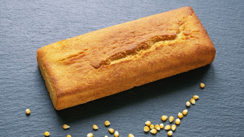 Long loaf of cornbread