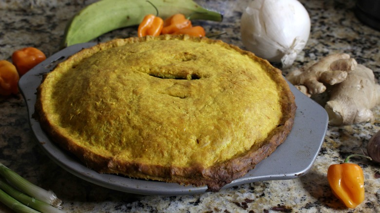 Jamaican beef patty pot pie