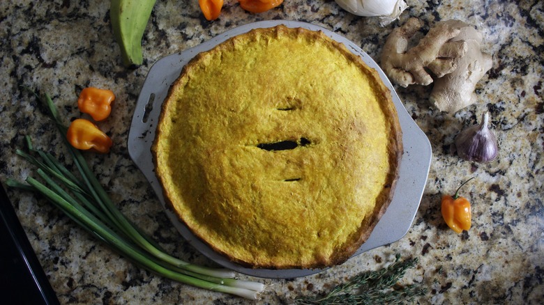 pot pie on counter