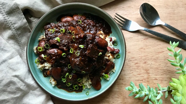 Jamaican oxtail stew with rice